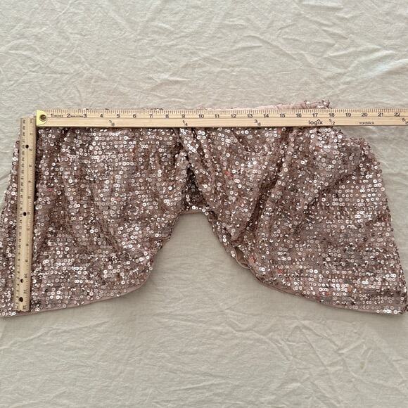 ASOS EDITION NWT ($130) | sequin off shoulder drape crop top in blush | size 6 - Picture 2 of 8